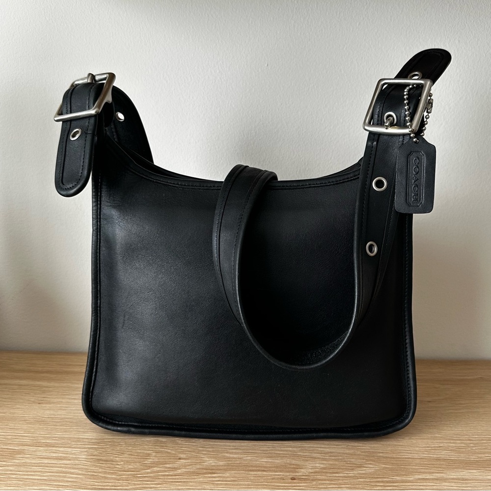 Vintage Coach Legacy Zip Leather Black Crossbody Shoulder Bag F0N-9966